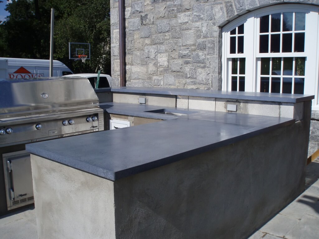Blue Gray Concrete Countertops For Outdoor Kitchen Brooks Custom